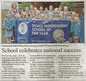 St Ives Wins Small Independent School of the Year at the Independent Schools of the Year Awards 2019