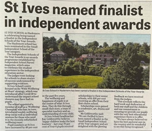 St Ives Announced a Finalist in the Independent School of the Year Awards