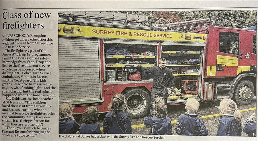 Surrey Fire and Rescue Visit Reception Pupils