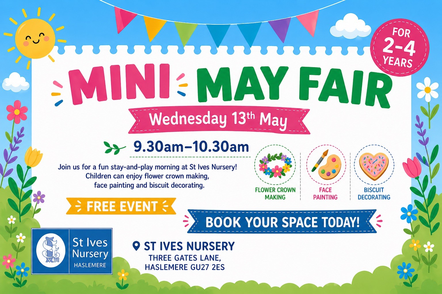 Mini May Fair Wednesday 13th May 9.30am -10.30am.